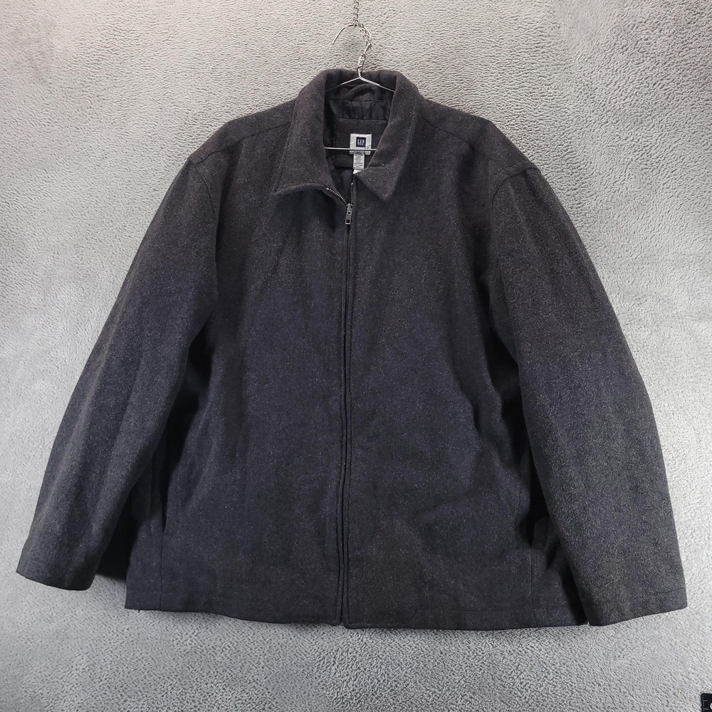 Gap Jacket Mens XL Gray Wool Full Zip Quilted Lined Pockets Minimalist Capsule